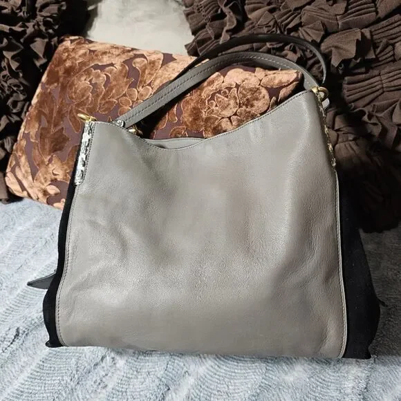 Coach Dalton 31 Shoulder Bag Purse in Colorblock with Pearlized Python Snakeskin - Picture 3 of 10